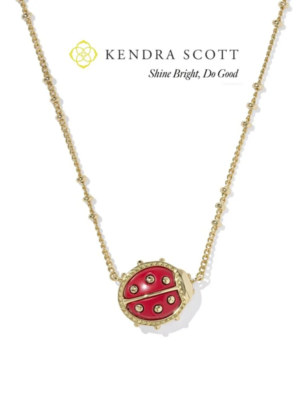 NWT Kendra Scott x Ladybug Gold Short Pendant Necklace - Picture 1 of 2